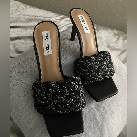 Steve Madden Shoes - Seraphine Black square toe woven sandals. Never worn.